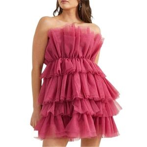 Altar’s State Magenta Pink Daria Tulle Mini Dress